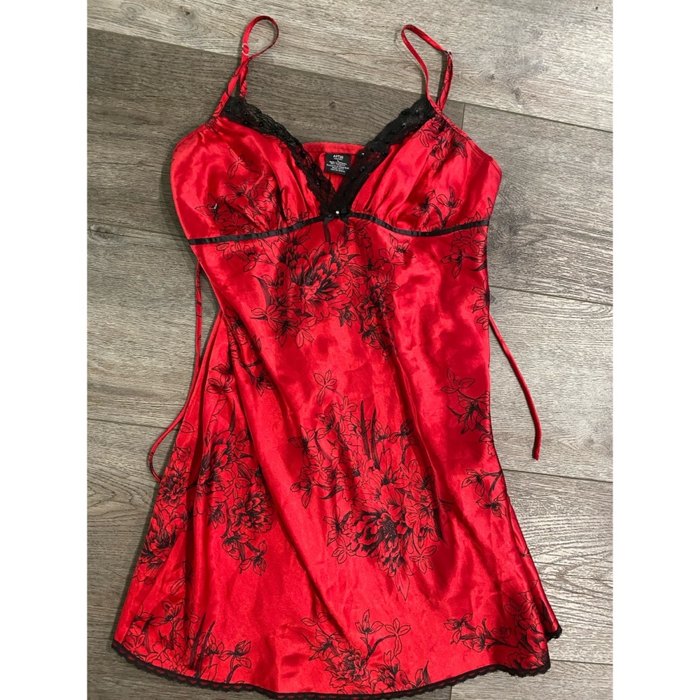 Red silky sleep gown